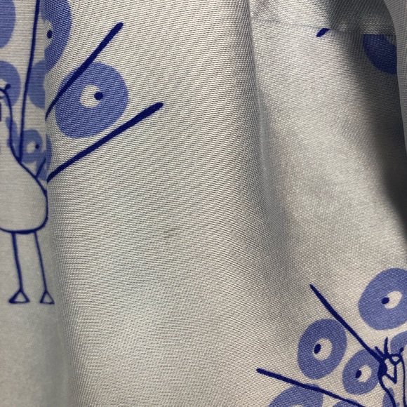 Jules Reid Blue Wool Peacock Scalloped Top Blouse - Picture 5 of 5